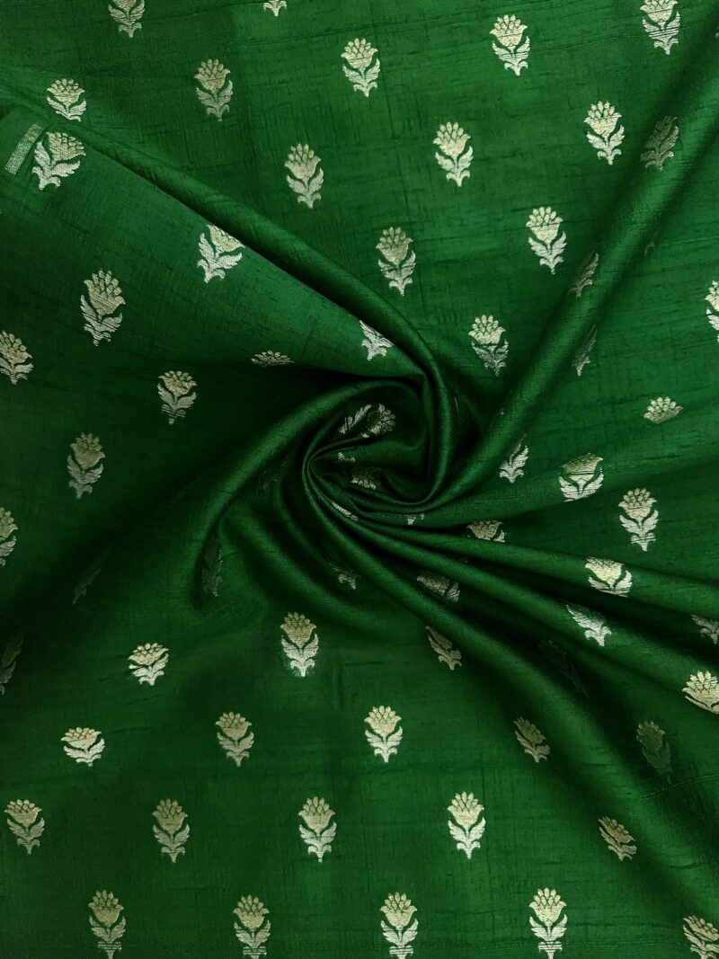Bottle Green Zari Butta Fabric