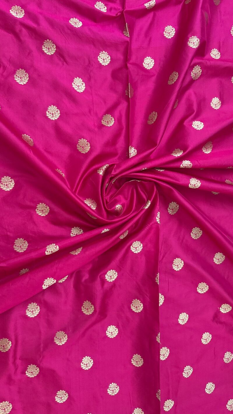 Fuchsia Pink Zari Butta Silk Fabric