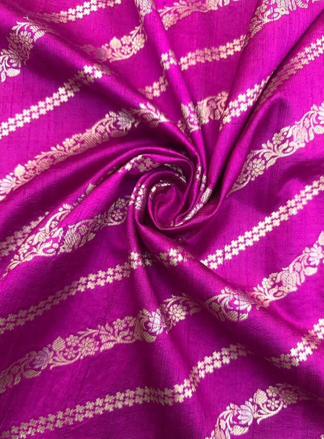 Magenta Raw Silk Banaras Fabric