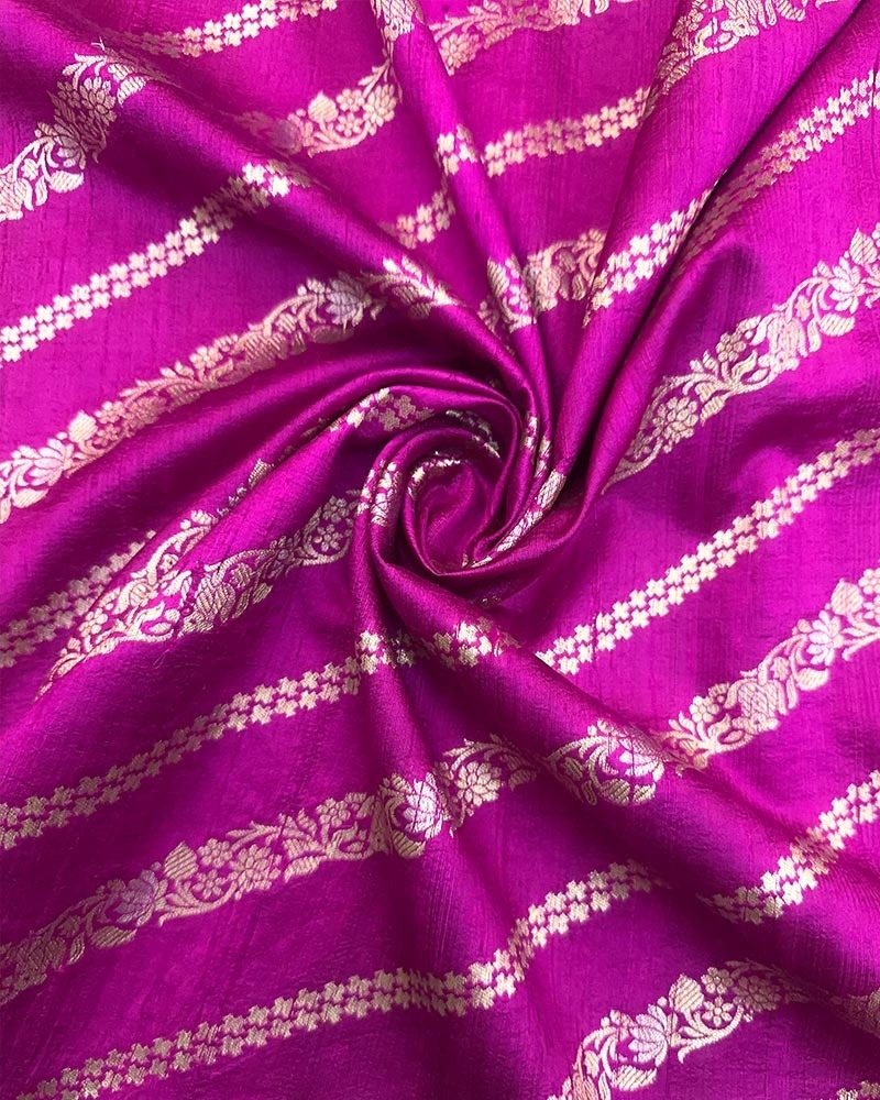 Magenta Raw Silk Banaras Fabric