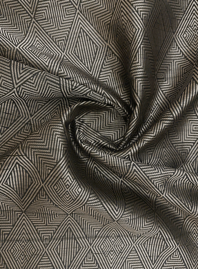 Black Banaras Brocade Silk Fabric