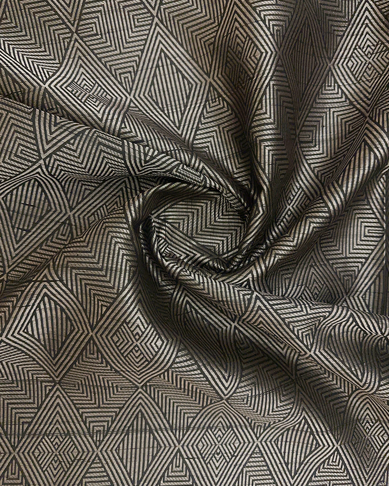 Black Banaras Brocade Silk Fabric
