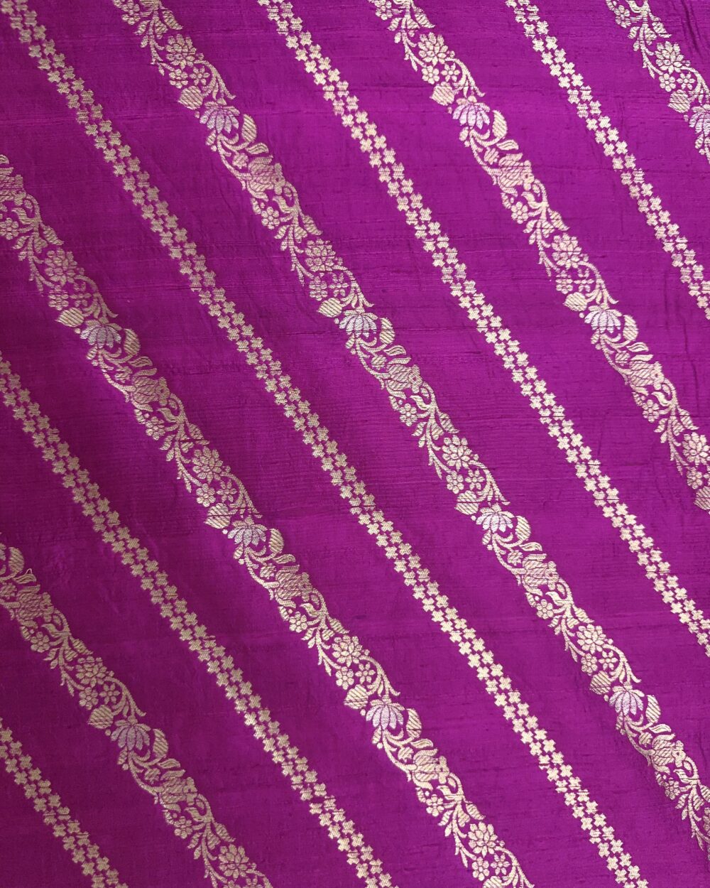 Magenta Raw Silk Banaras Fabric