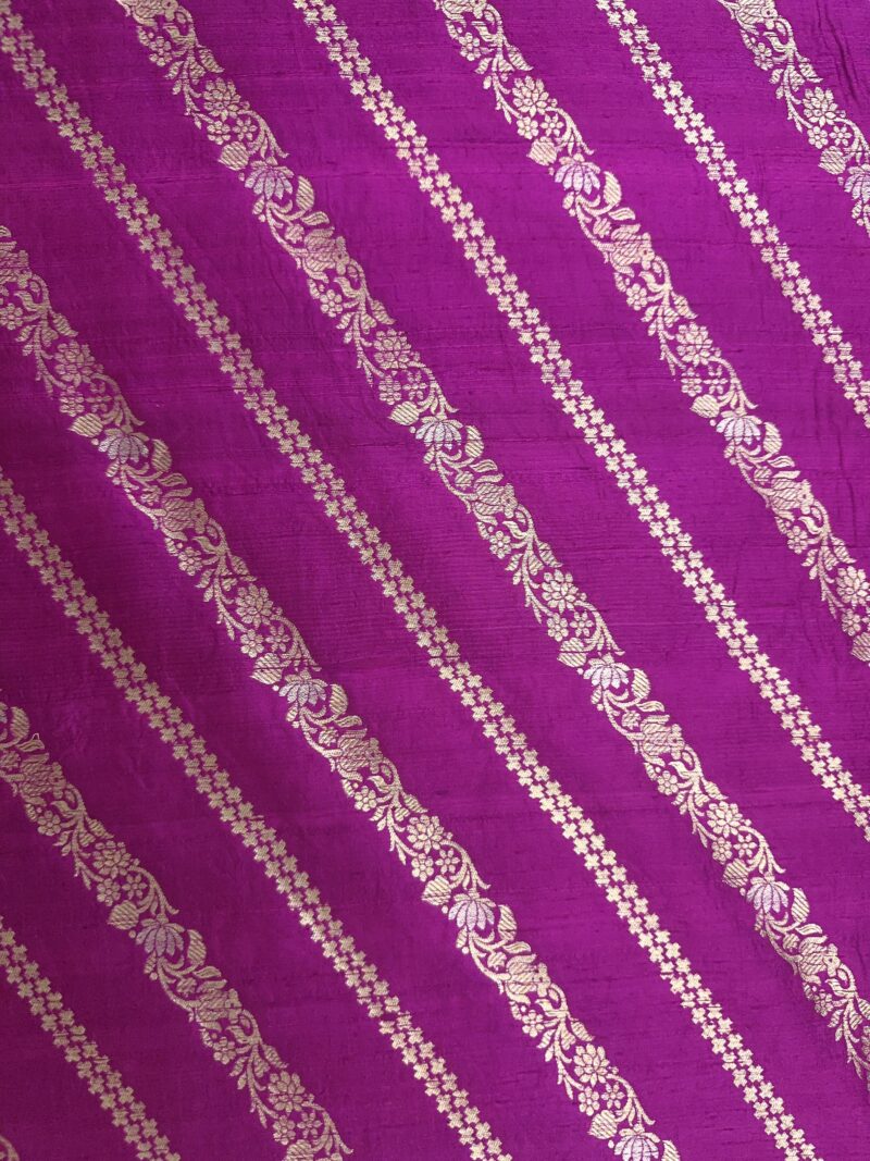 Magenta Raw Silk Banaras Fabric