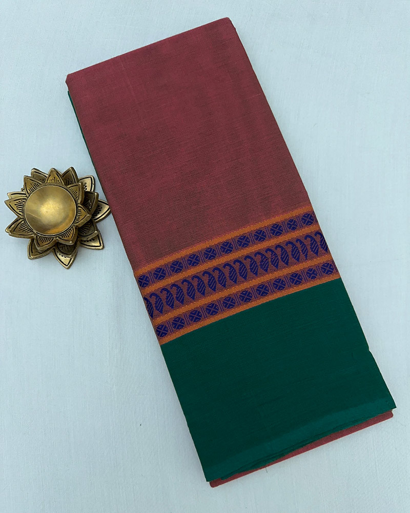 Brick Red Kanchi Cotton Saree