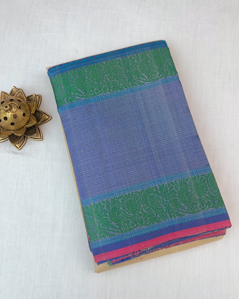 Beige & Blue Kanjivaram Saree