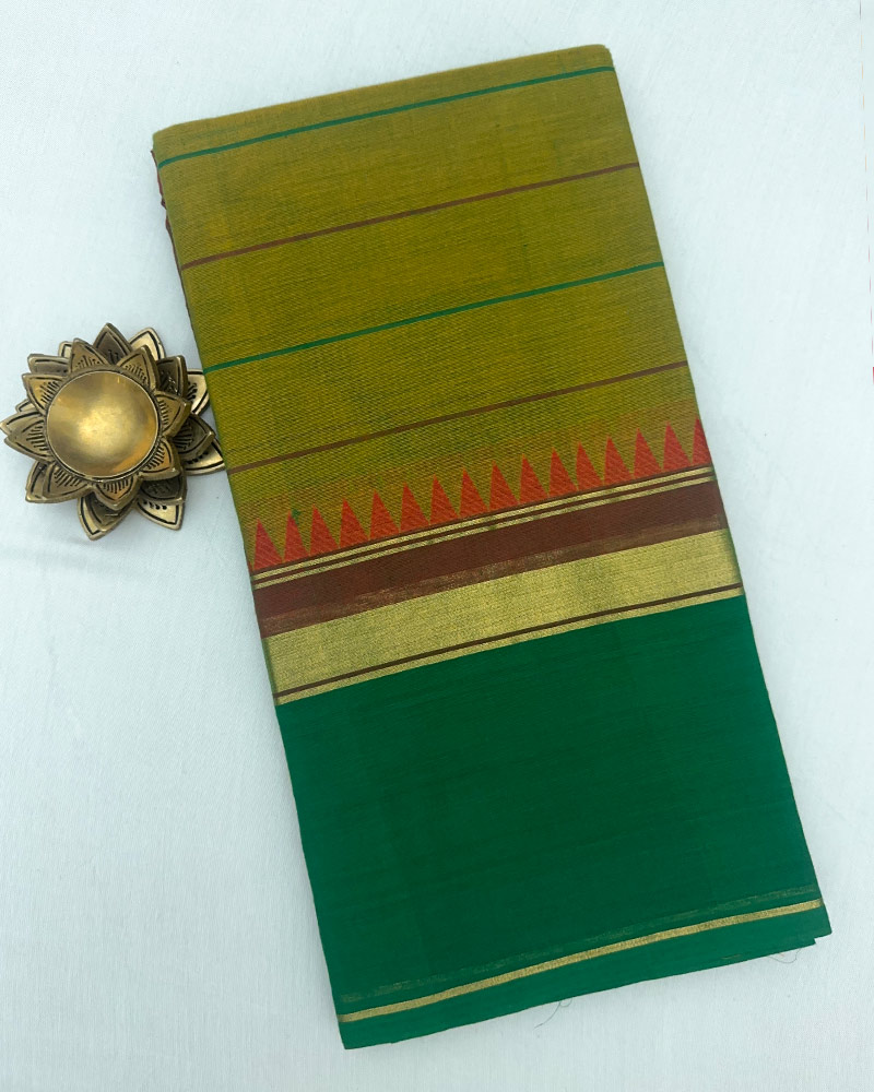 Olive Green Kanchi Cotton Saree