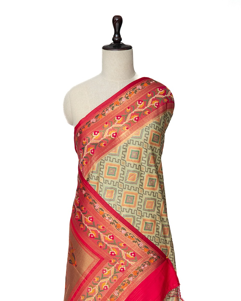 Light Green Semi Banaras Patola
