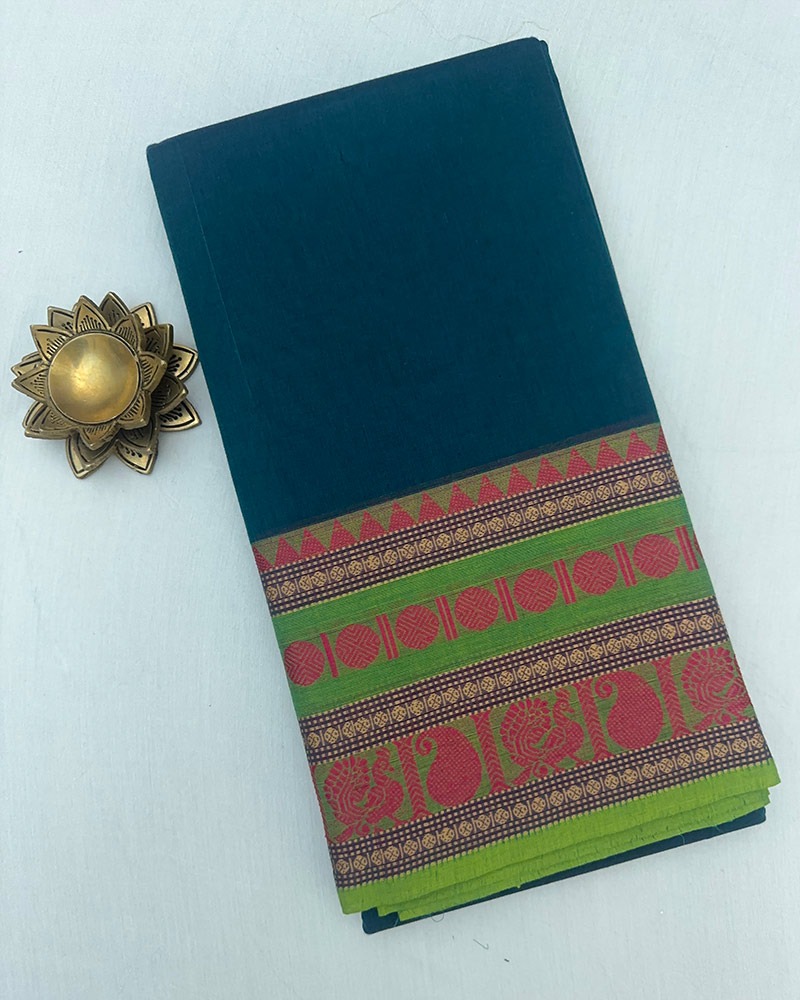 Greenish Blue Kanchi Cotton Saree
