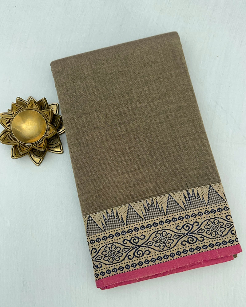 Taupe Brown Kanchi Cotton Saree