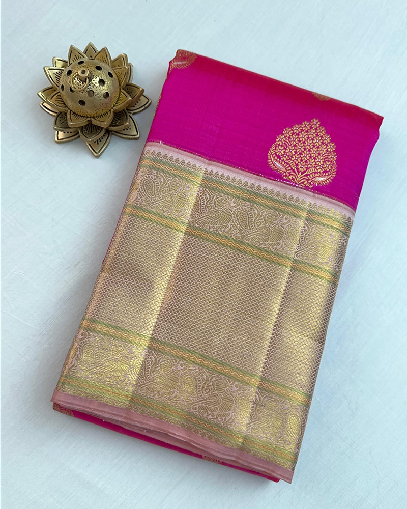 Hot Pink Kanjivaram Saree