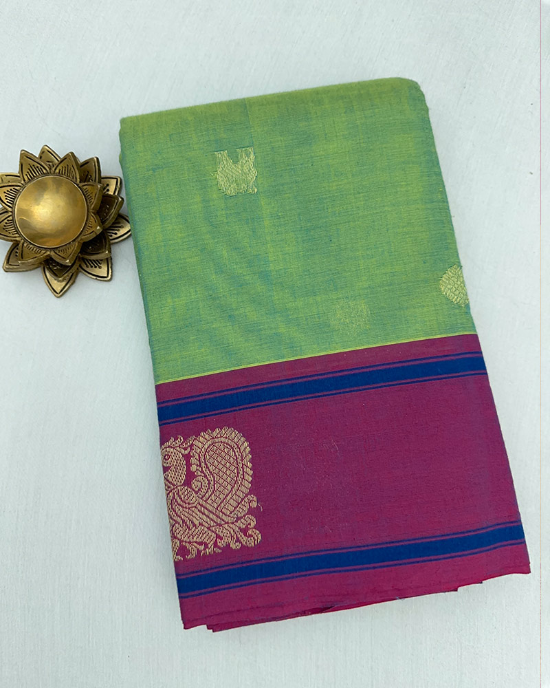 Parrot Green Kanchi Cotton Saree