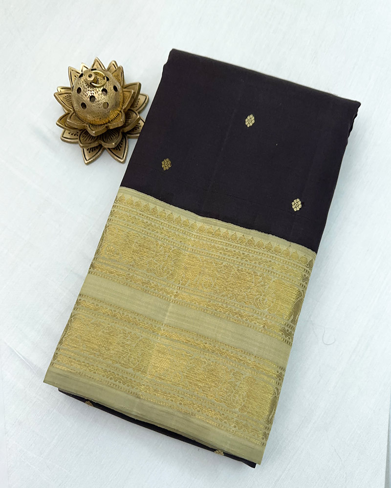 Brownish Black Kanjivaram Saree