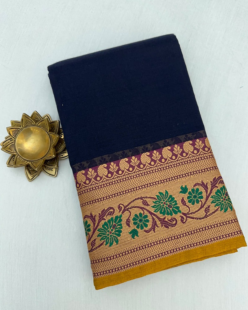 Navy Blue Kanchi Cotton Saree