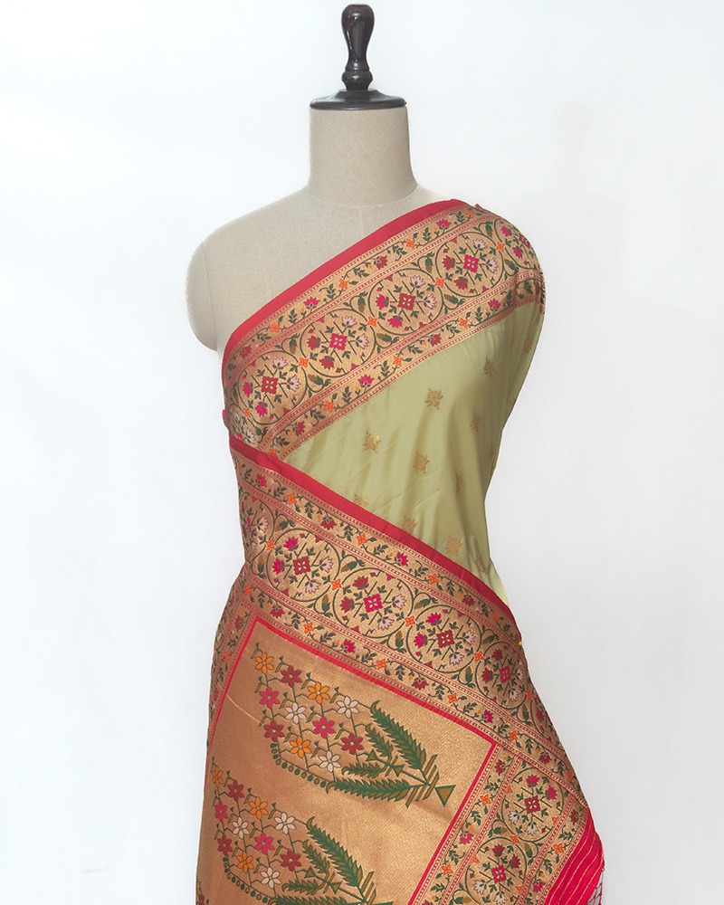 Pastel Green Semi Banaras