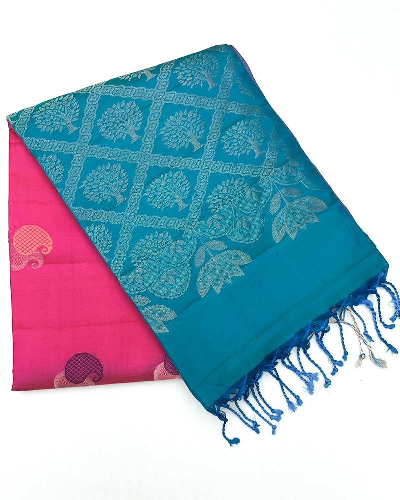 Bright pink and blue soft silks