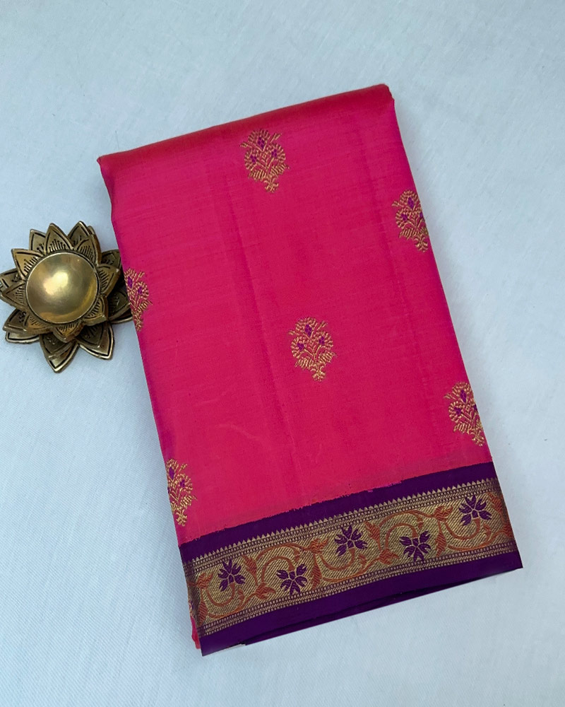 Pink With Purple Kanjivaram Saree