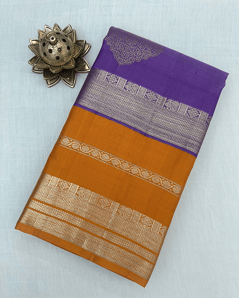 Lavender & Orange Kanjivaram Saree