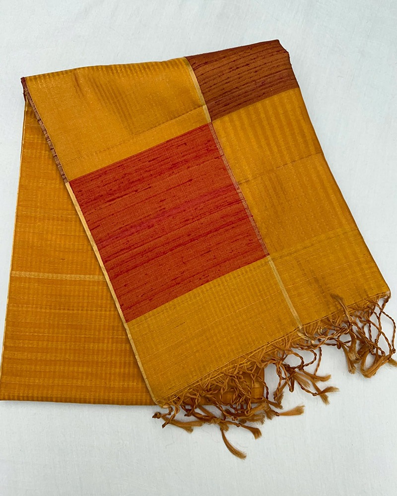 Mustard Yellow Soft Silk Saree