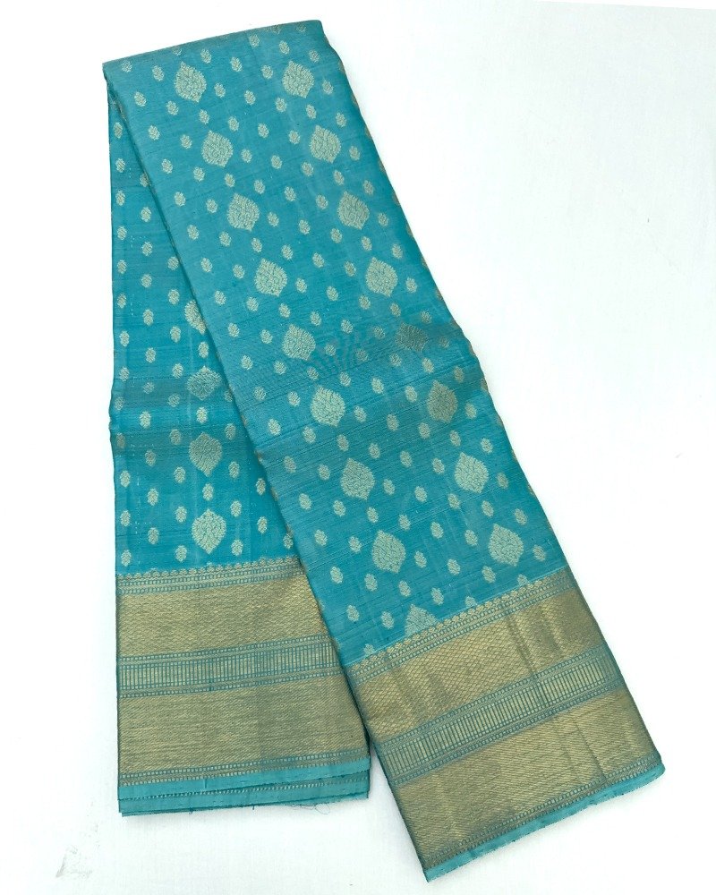 Teal Blue Kanchi silk saree