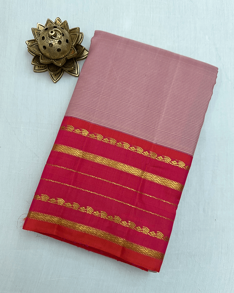 Blush Rose Pink Kanjivaram Saree