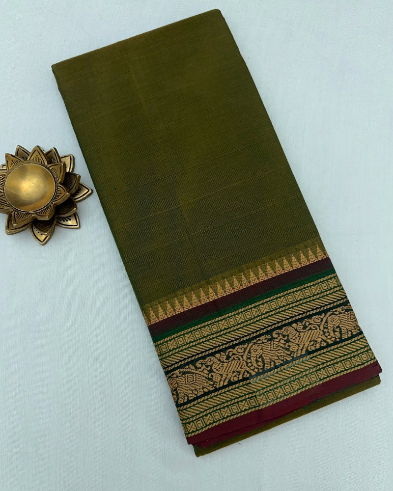 Emerald Green Kanchi Cotton Saree