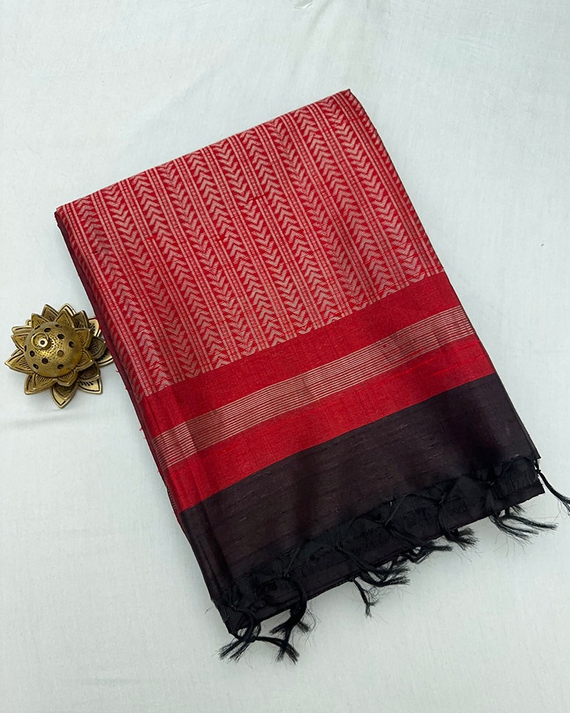 Black & Red Soft Silk Saree