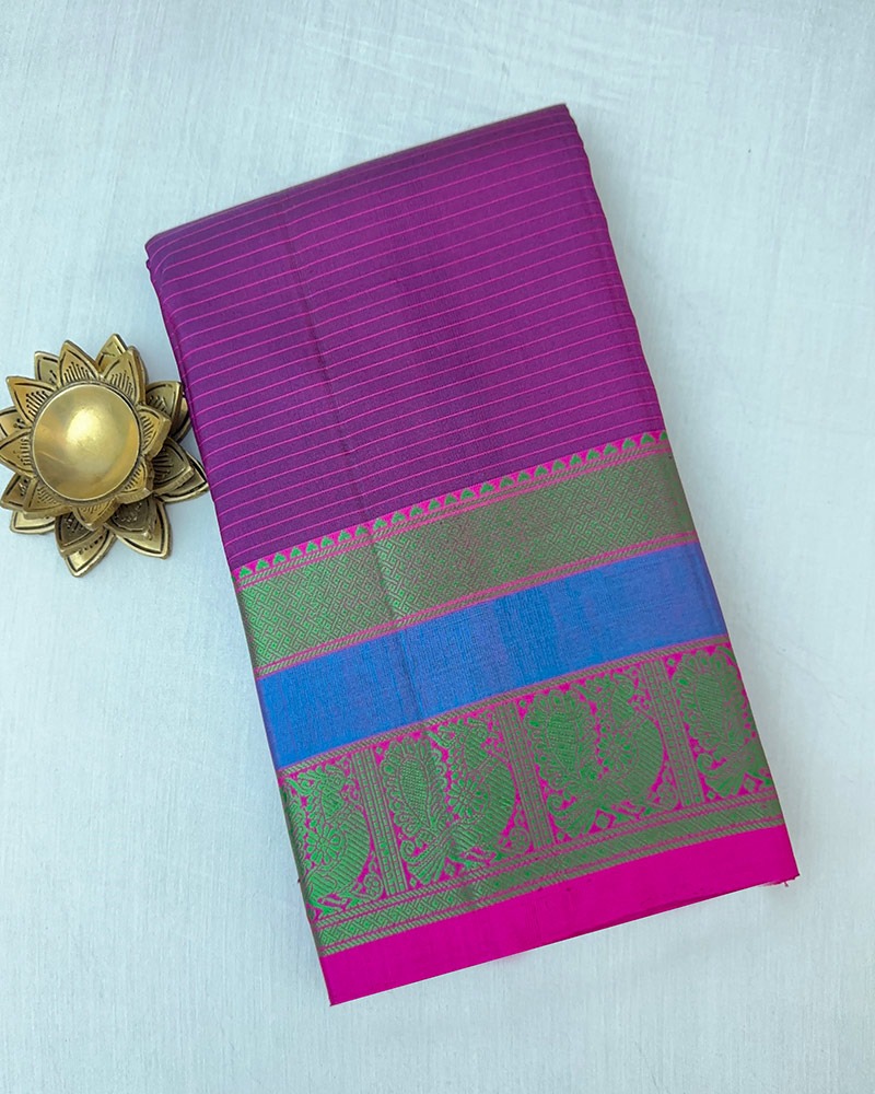 Purple With Pink Kanjivaram Saree