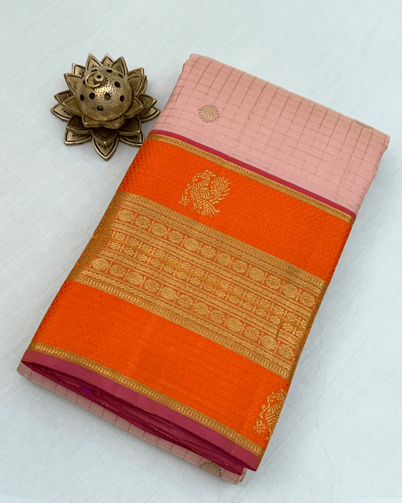 Peach & Orange Kanjivaram Saree