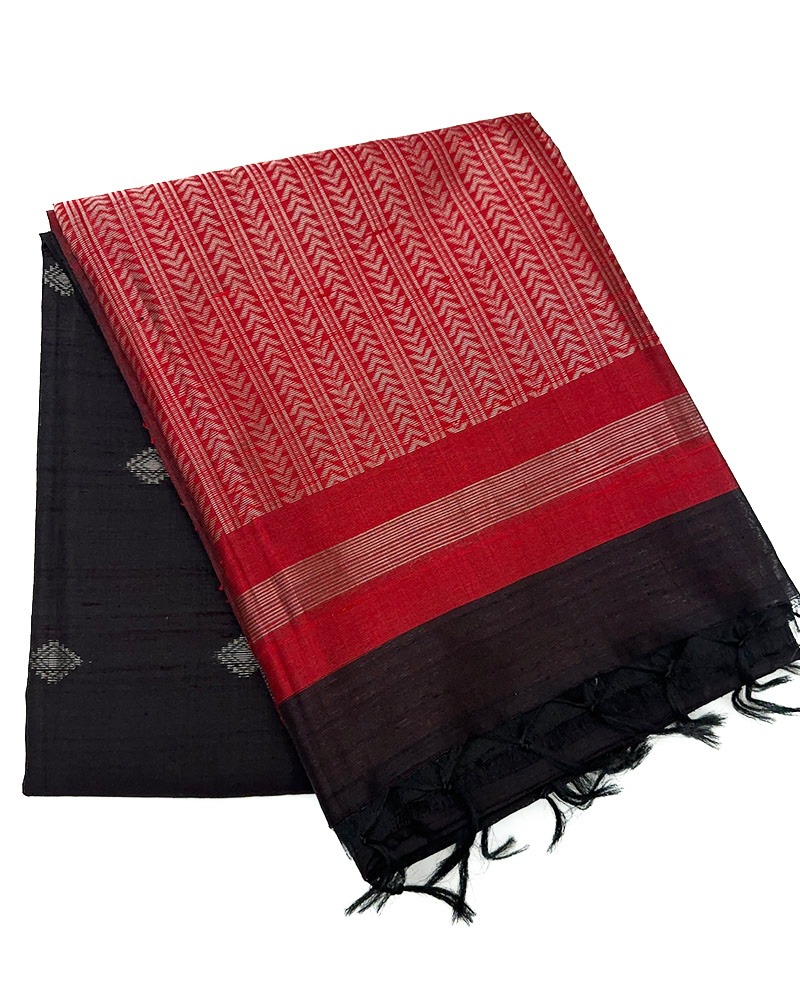 Red & Black Soft silk saree