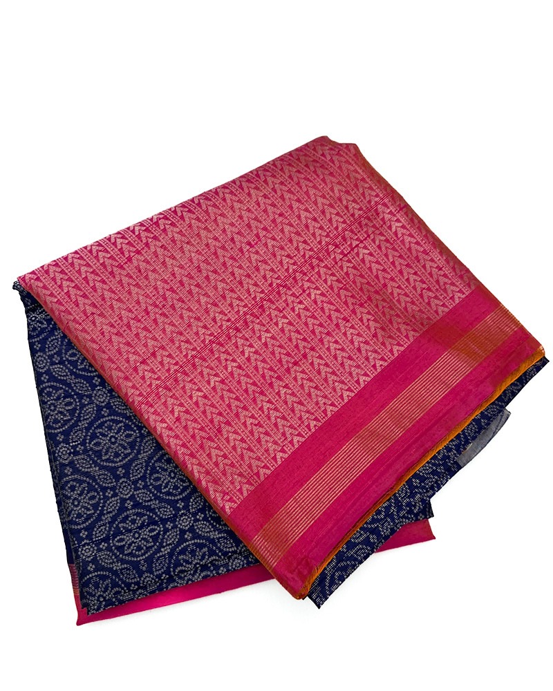 Blue & Red soft silk saree