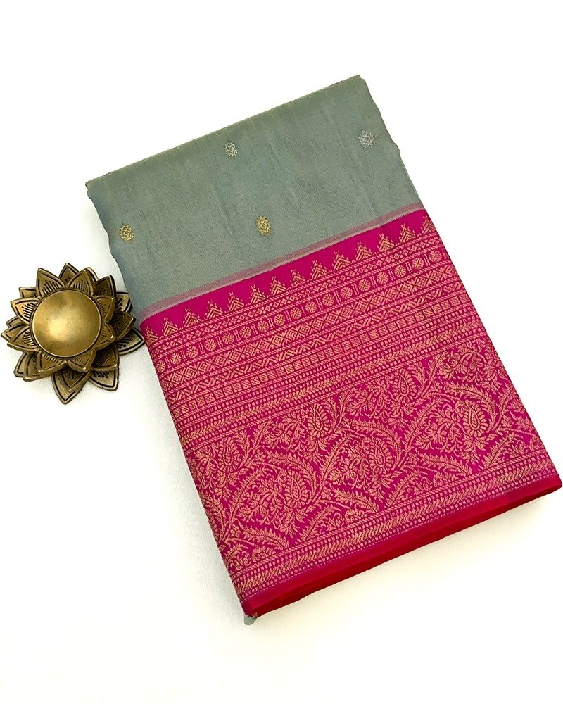 Dusty grey kanjivaram Saree