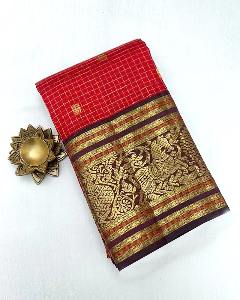 Wine Red Kanjivaram Saree
