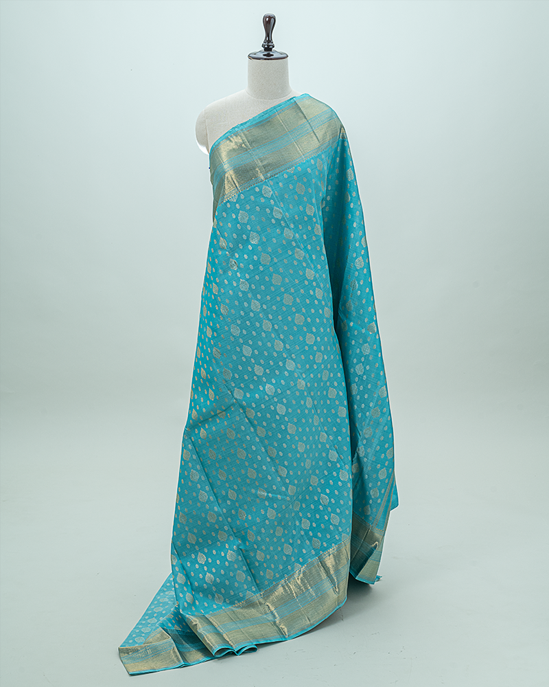 Teal Blue Kanjivaram  Saree