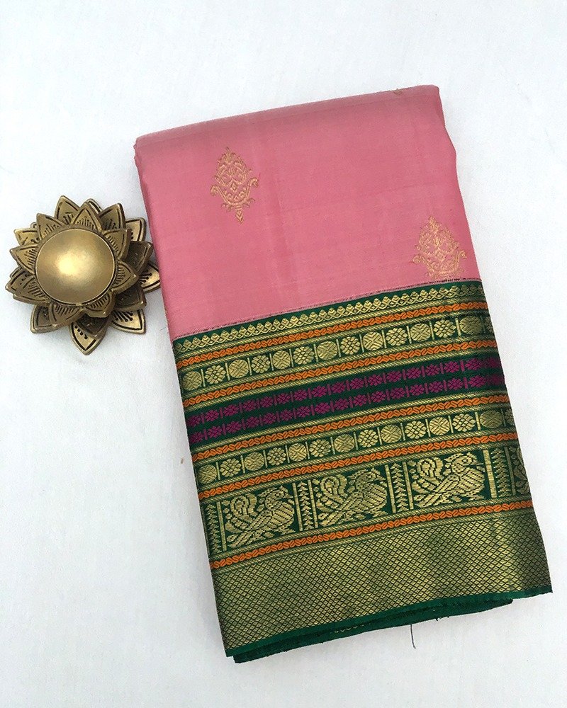 Soft pink Kanjivaram silk
