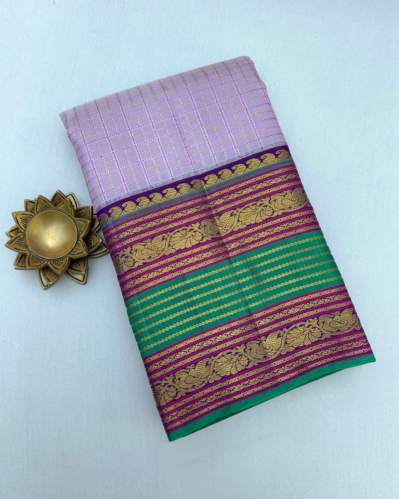 Lilac Kanjivaram Silk Saree