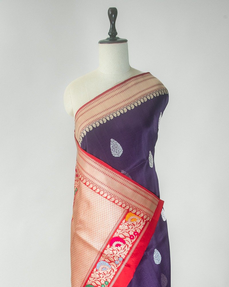 Rich purple Banarasi silk saree