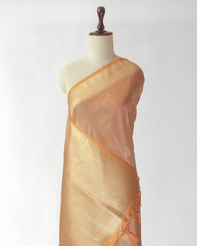 Golden peach Banarasi silk saree