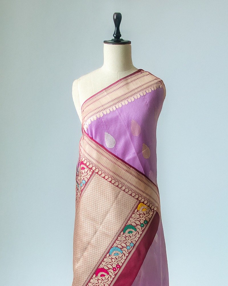 Elegant lavender Banarasi Saree