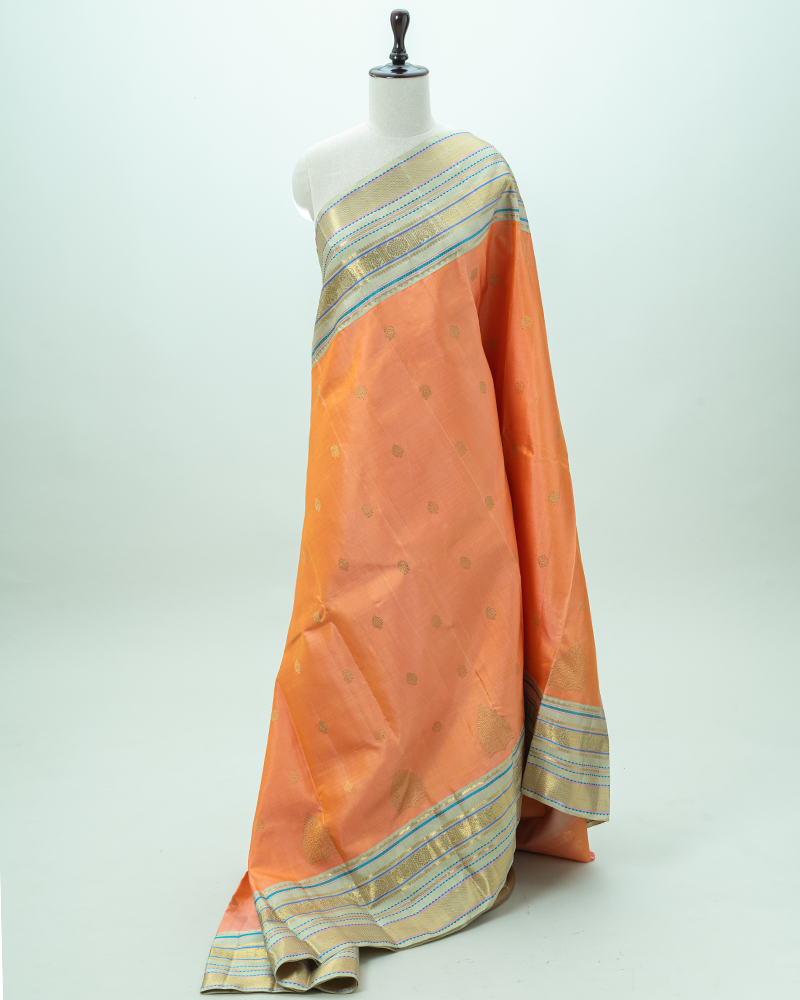 Peach Kanchipuram silk saree