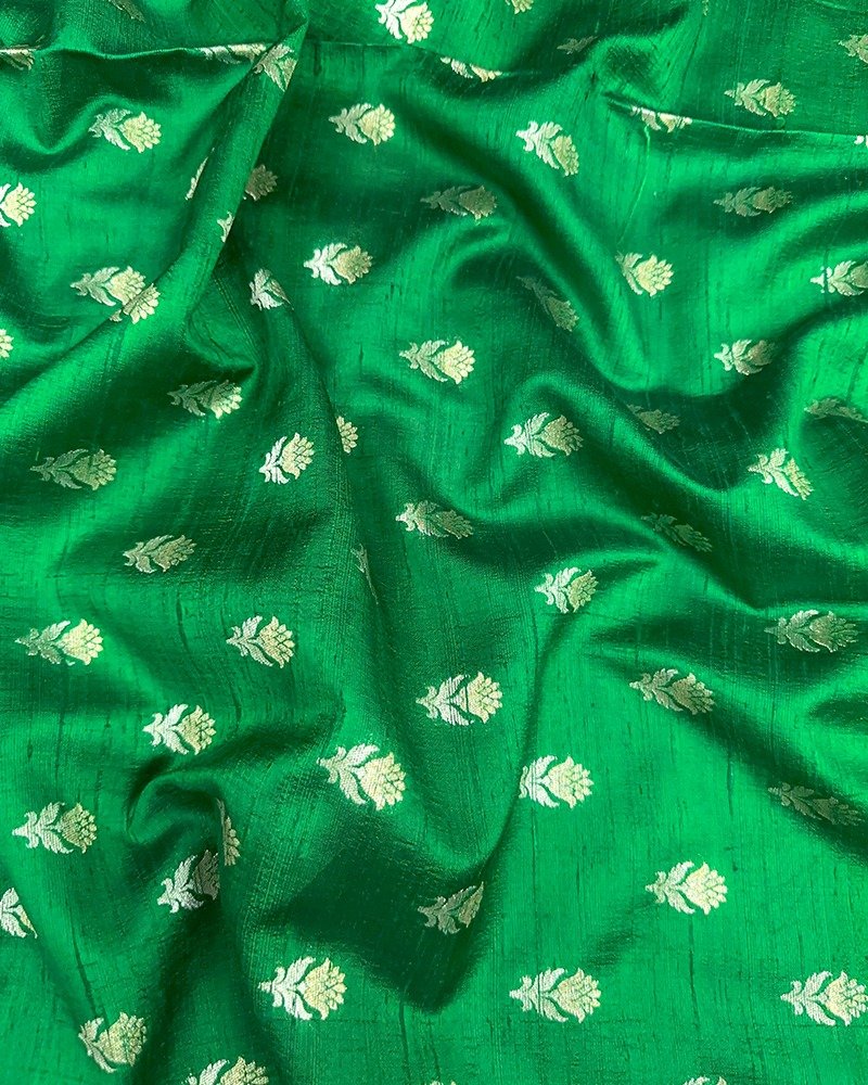 Rich emerald-green raw silk