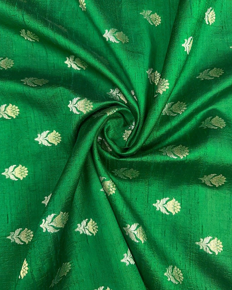 Rich emerald green butta raw silk