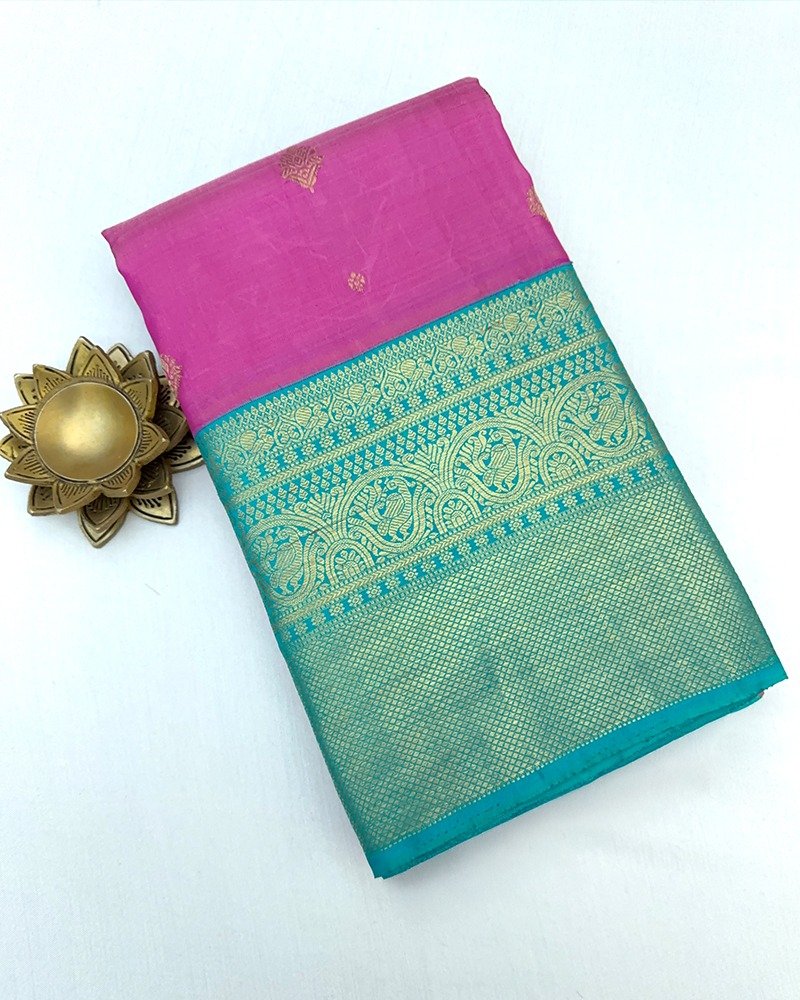 Magenta & Teal Kanjivaram saree