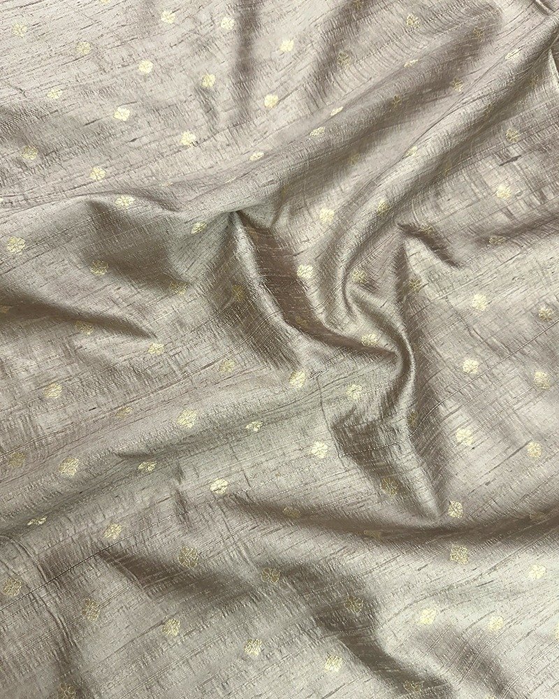 Stylish silver grey raw silk fabric