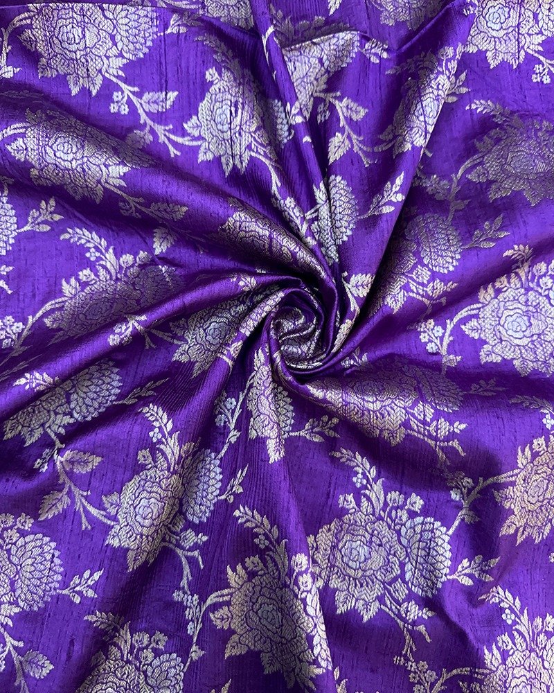 Rich violet & Antique golden floral fabric