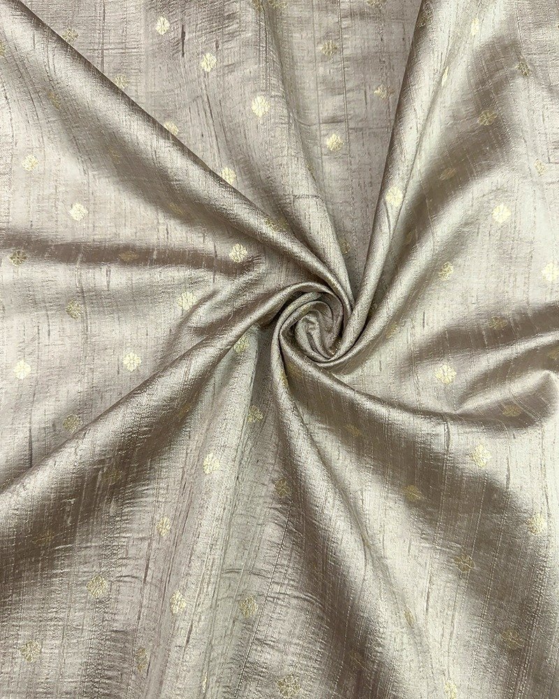 Stylish silver grey butta raw silk fabric