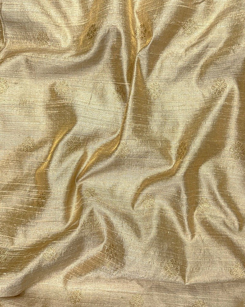 Elegant champagne gold raw silk fabric