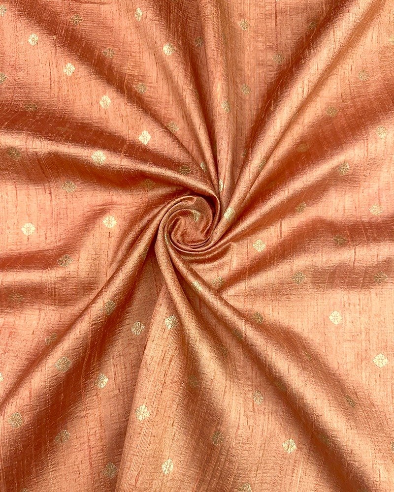 Graceful peach raw silk fabric