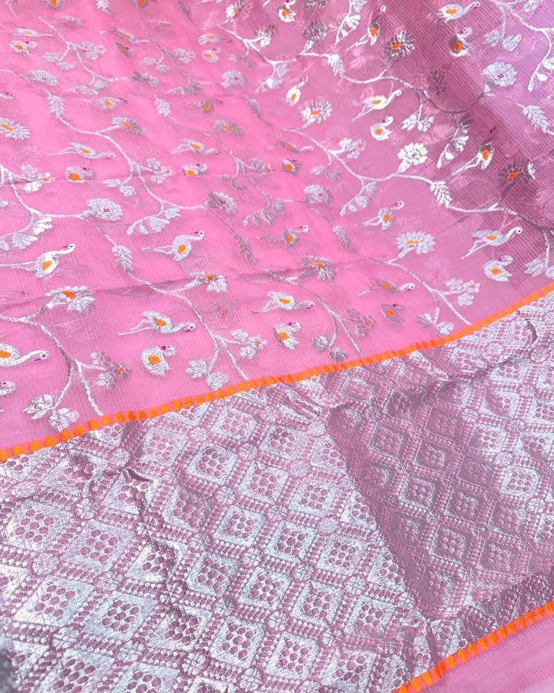 Rose Pink Zari Kota saree