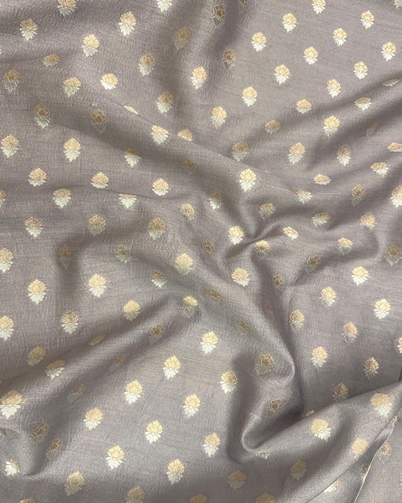Soft dove grey raw silk fabric